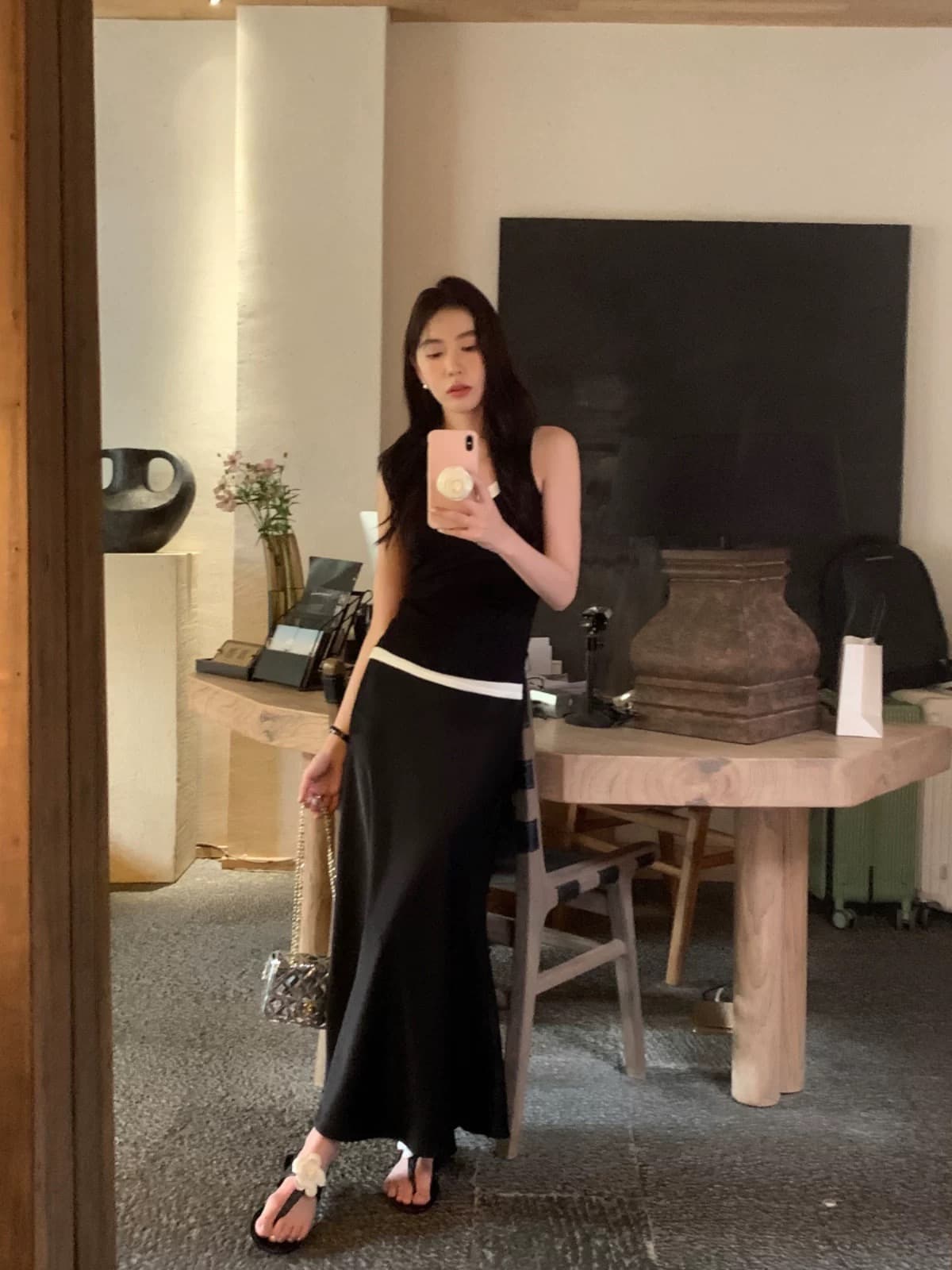 pusumede 프랑스식 고급 센스 새틴 반신 스커트 여성 롱 코트 하이웨이스트 한 마디 도루 센스 품격 타이트 스커트 인어 꼬리 스커트 상세 이미지 1