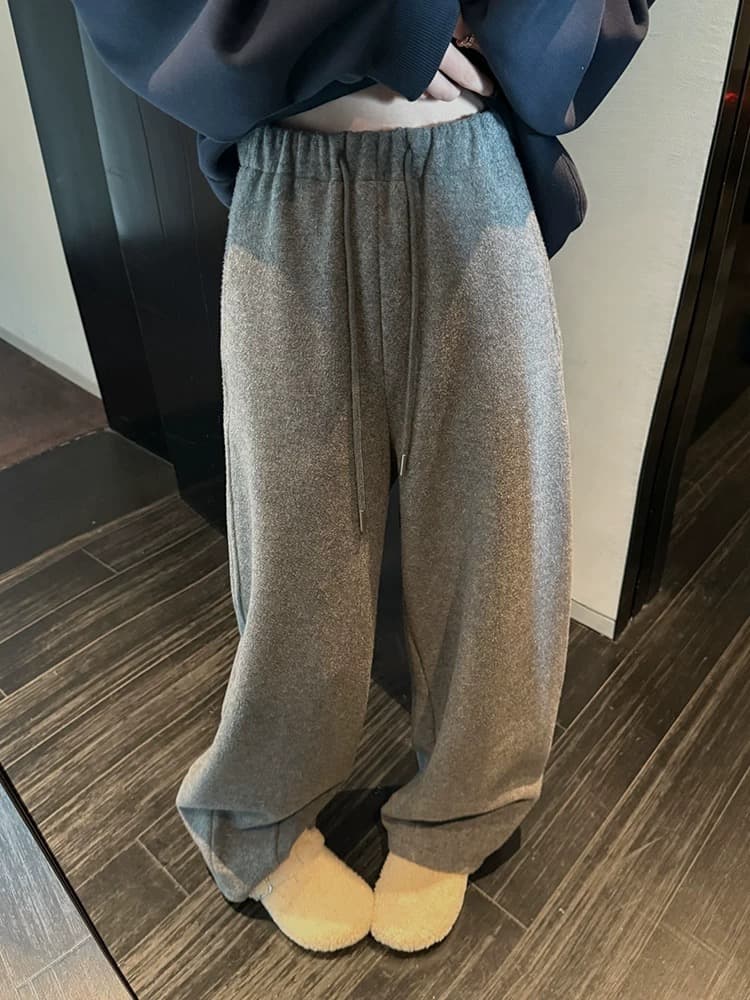 superniniyy 용암 榛 과일 높음 그램 고밀도 루오 바다 플러시 조밀 센스 두꺼운 느긋한 할머니 바지 와이드 레그 팬츠 상세 이미지 2
