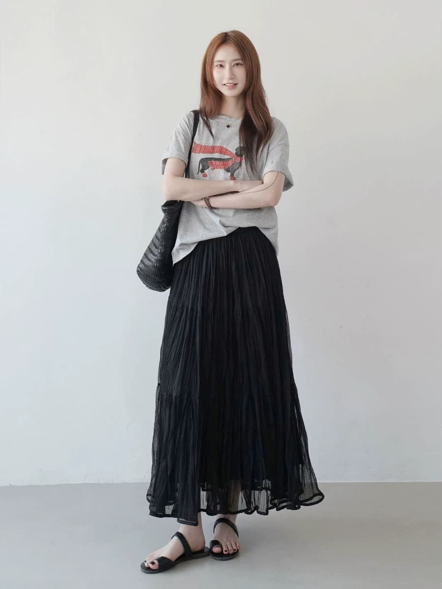조기 봄 하이웨이스트 플리츠 망사 반신 스커트 여성 향기로운 芋 보라색 한 마디 치마 케이크 드레스 슬림해 보이는 도루 센스 롱 스커트 상세 이미지 2