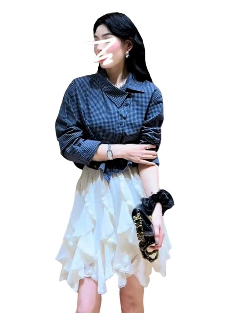 2026 새로운 부드러운 바람 miu 부서 화이트 반신 스커트 아이들 가을 겨울철 작은 키 불규칙 케이크 미니 스커트 상세 이미지 4