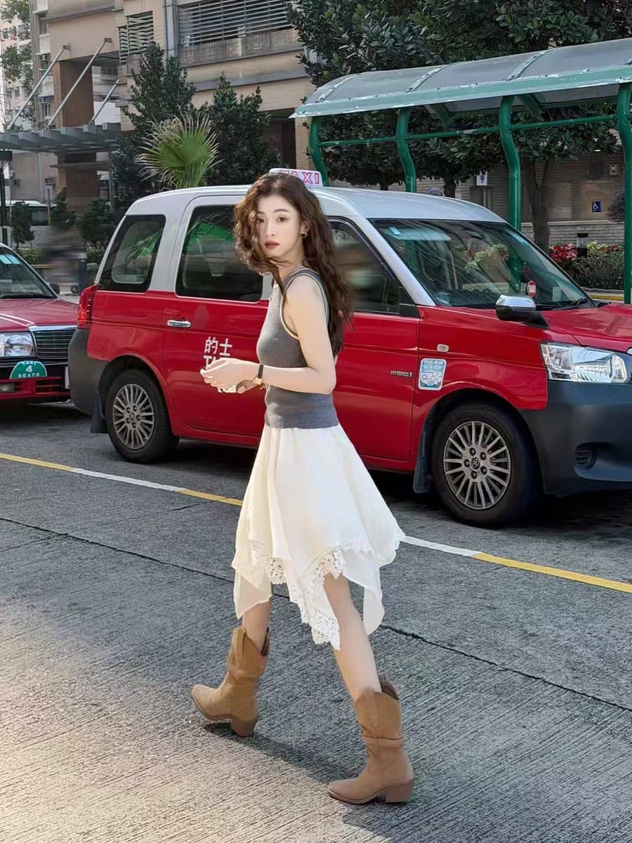 스와 수면 불규칙 레이스 레이스 반신 스커트 2026 봄 새로운 살구 색상 허리밴드 다용도 한 부서 미니 스커트 여성 이미지 4