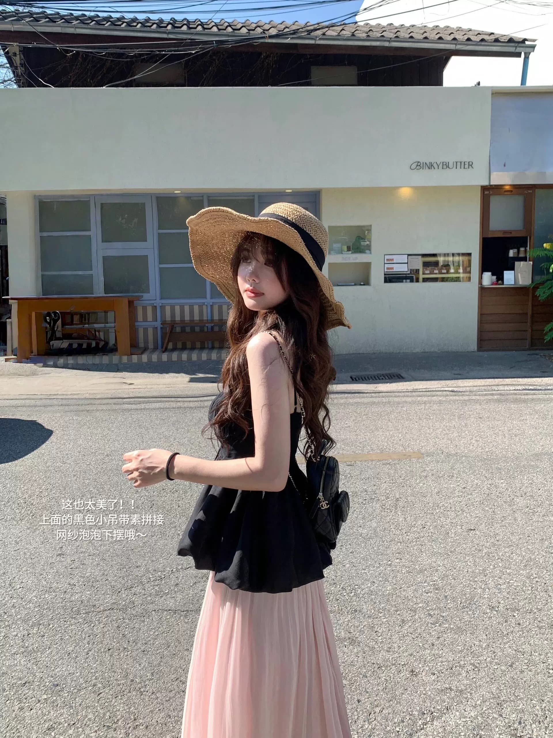 낭만적 인 기질 빛 요리 한 핑크색 깃발 실 반신 스커트 여성 여름 새로운 슬림해 보이는 도루 센스 대 치마 a 단어 길이 치마 이미지 3