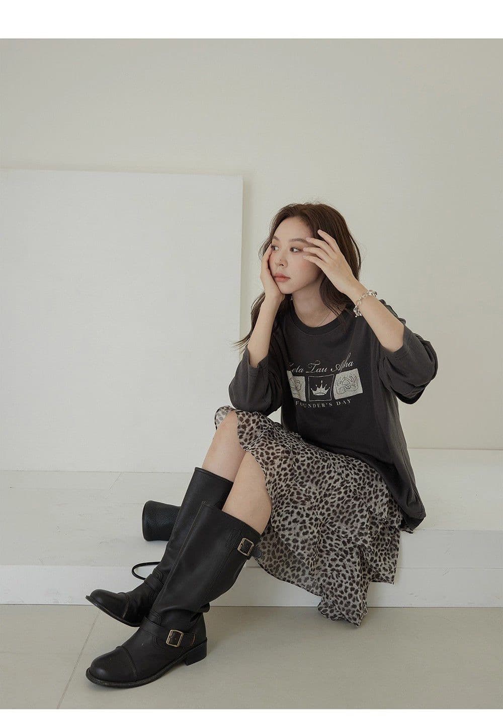 wannanke 여름 와일드 특히 플러스 느슨함 센스 불규칙 도루 센스 레오파드 무늬 지퍼 야오 반신 스커트 상세 이미지 7