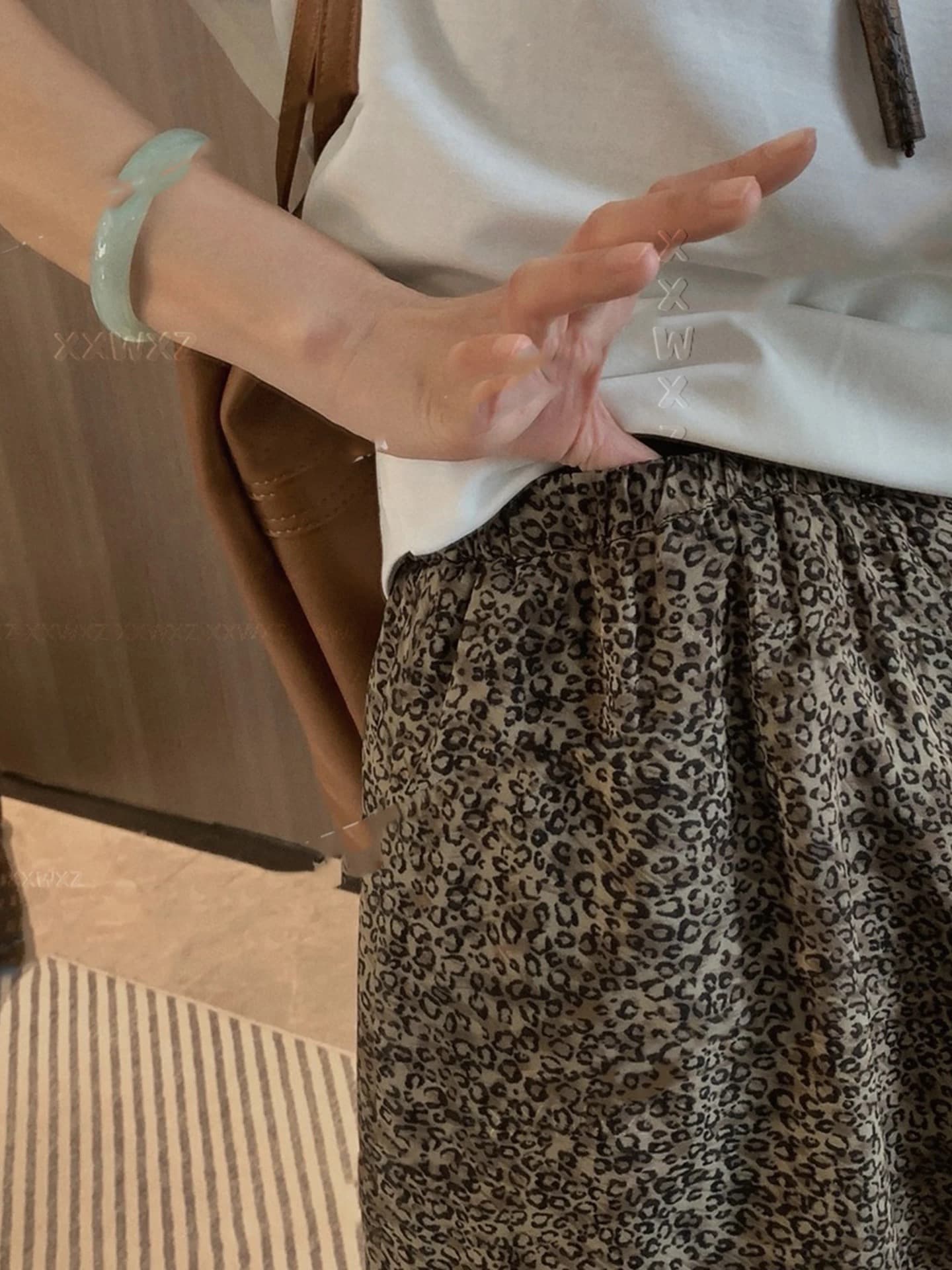 한국 동대문 여름 새로운 캐주얼 레트로 작은 대중 다용도 패션 쉬폰 디스플레이 품격 레오파드 무늬 반신 미니 스커트 상세 이미지 2