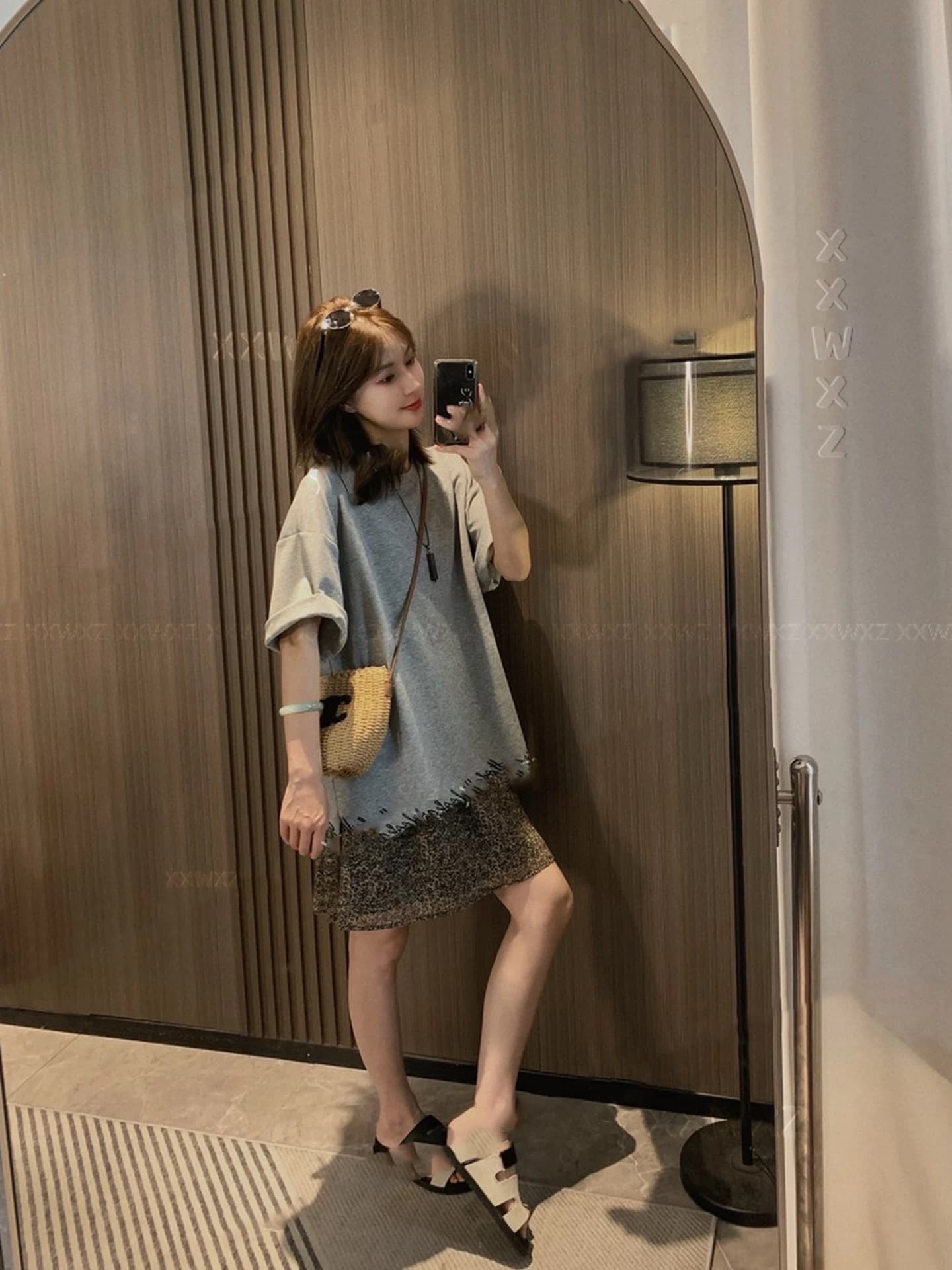 한국 동대문 여름 새로운 캐주얼 레트로 작은 대중 다용도 패션 쉬폰 디스플레이 품격 레오파드 무늬 반신 미니 스커트 상세 이미지 3
