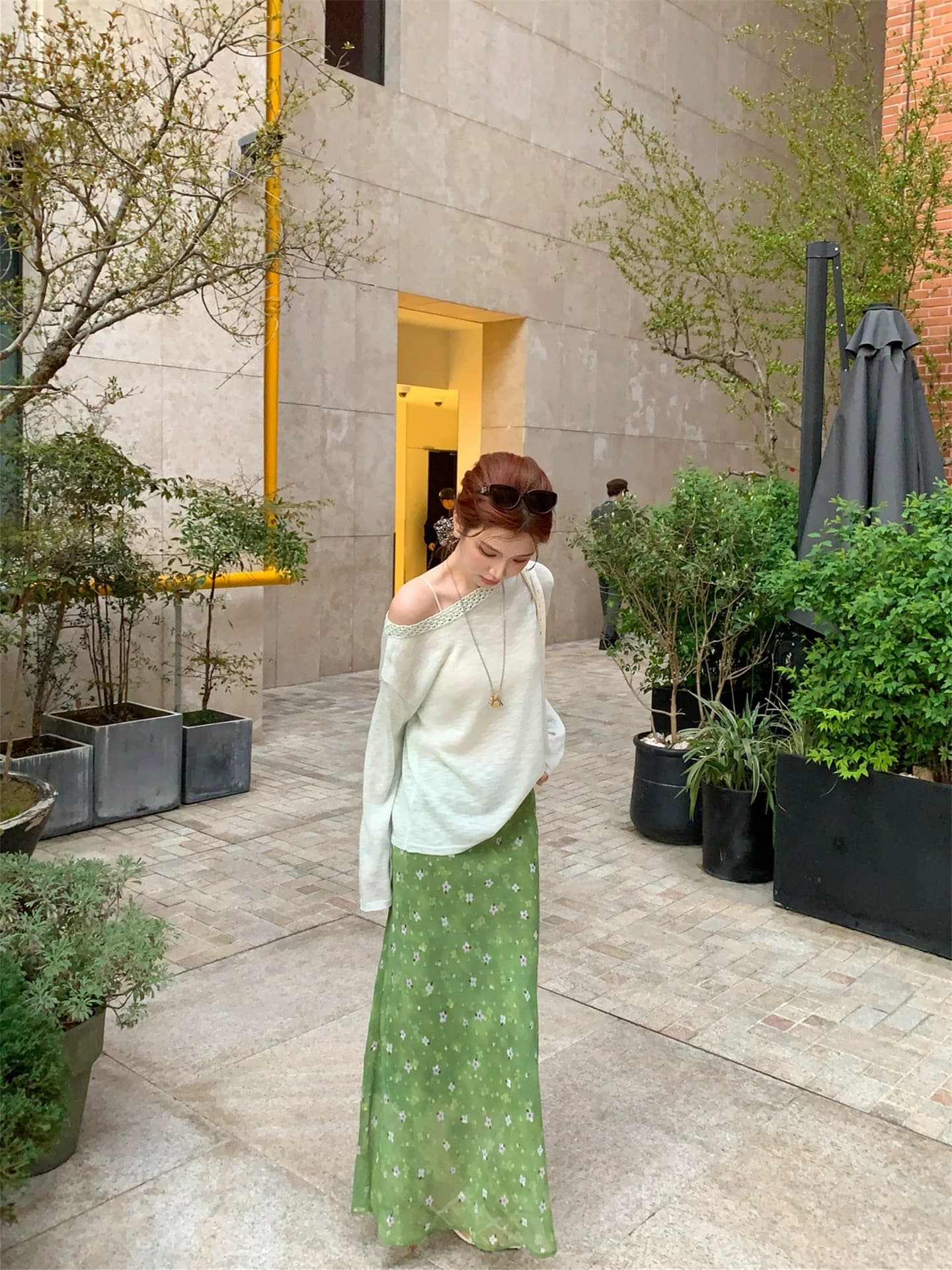 다우 시시 cheese 사랑 전복 문예 레트로 품격 다용도 꽃무늬 망사 인어 꼬리 허리밴드 반신 스커트 여성 상세 이미지 1