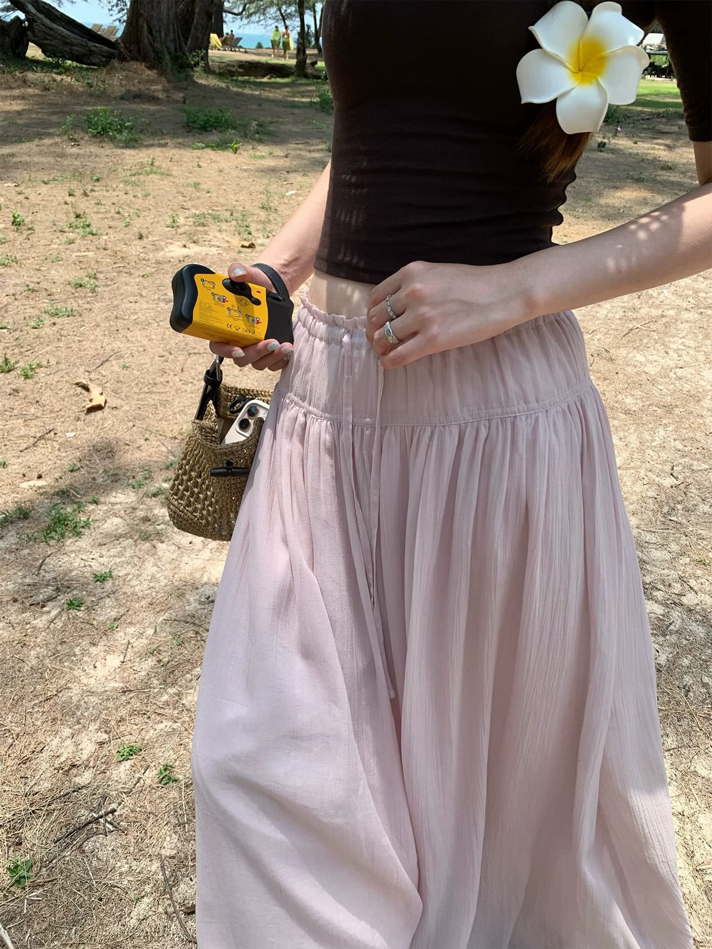 im ~까지 구름 바지 느긋한 도루 가을 센스 치마바지 여성 Xiamu 귀 핀치 Pleat 캐주얼 바지 루즈핏 슬림해 보이는 와이드 레그 팬츠 상세 이미지 5
