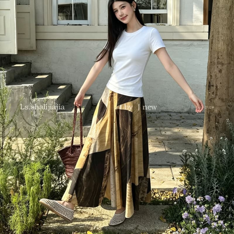 ls shalijiajia 레트로 불규칙 기하학 큰 진자 반신 스커트 2026 여름 새로운 반 스커트 이미지 5