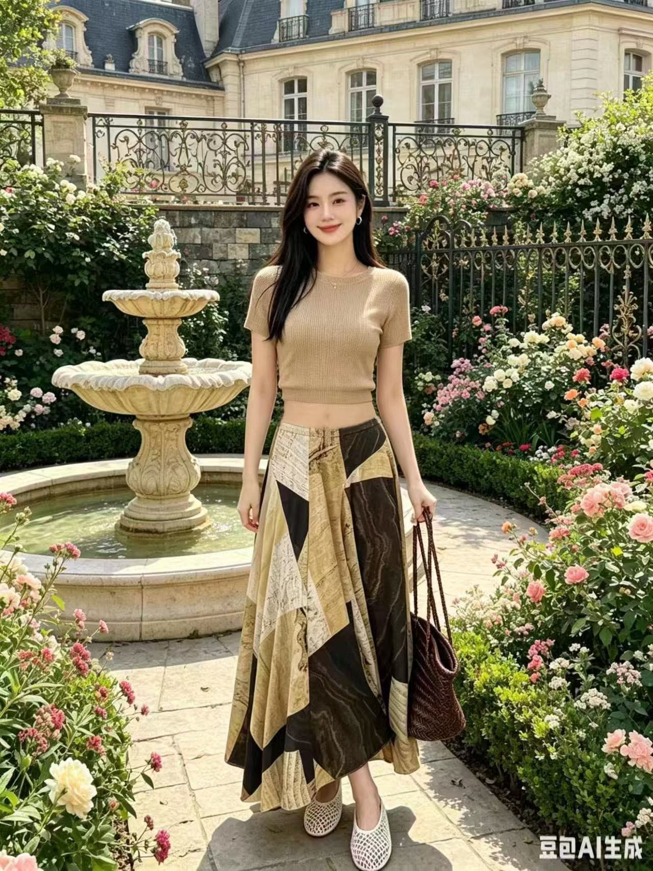 ls shalijiajia 레트로 불규칙 기하학 큰 진자 반신 스커트 2026 여름 새로운 반 스커트 상세 이미지 1