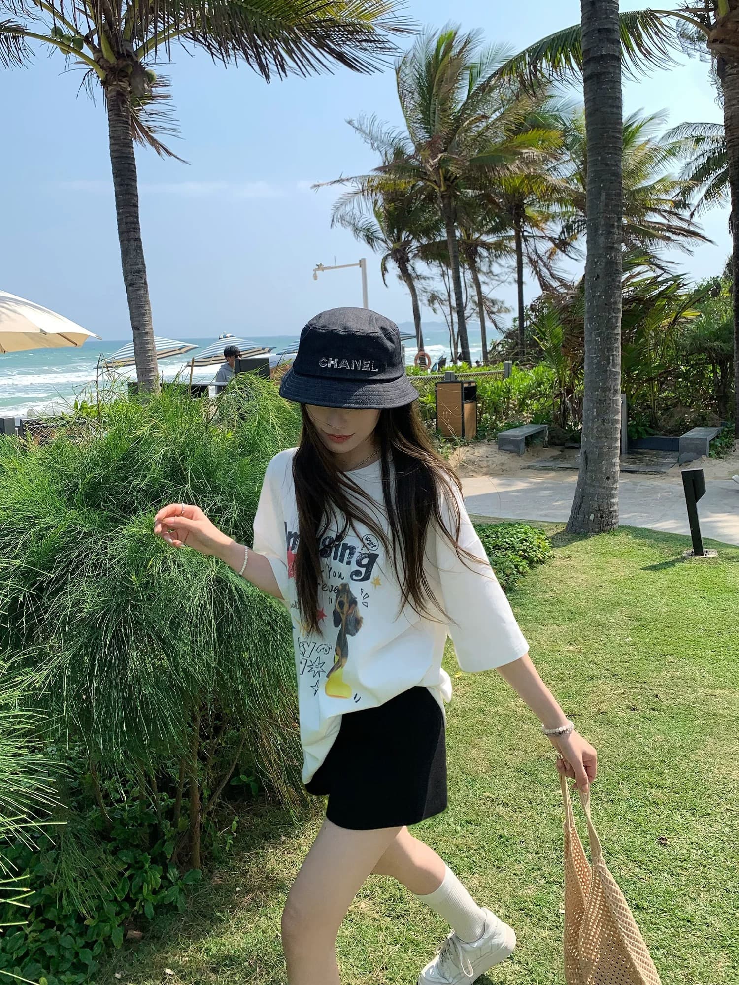 hhyii 스키니 작은 검은 색 바지 검정색 넓은 다리 정장 반바지 여성 한 도루 센스 하이웨이스트 다용도 한 마디 캐주얼 바지 이미지 4