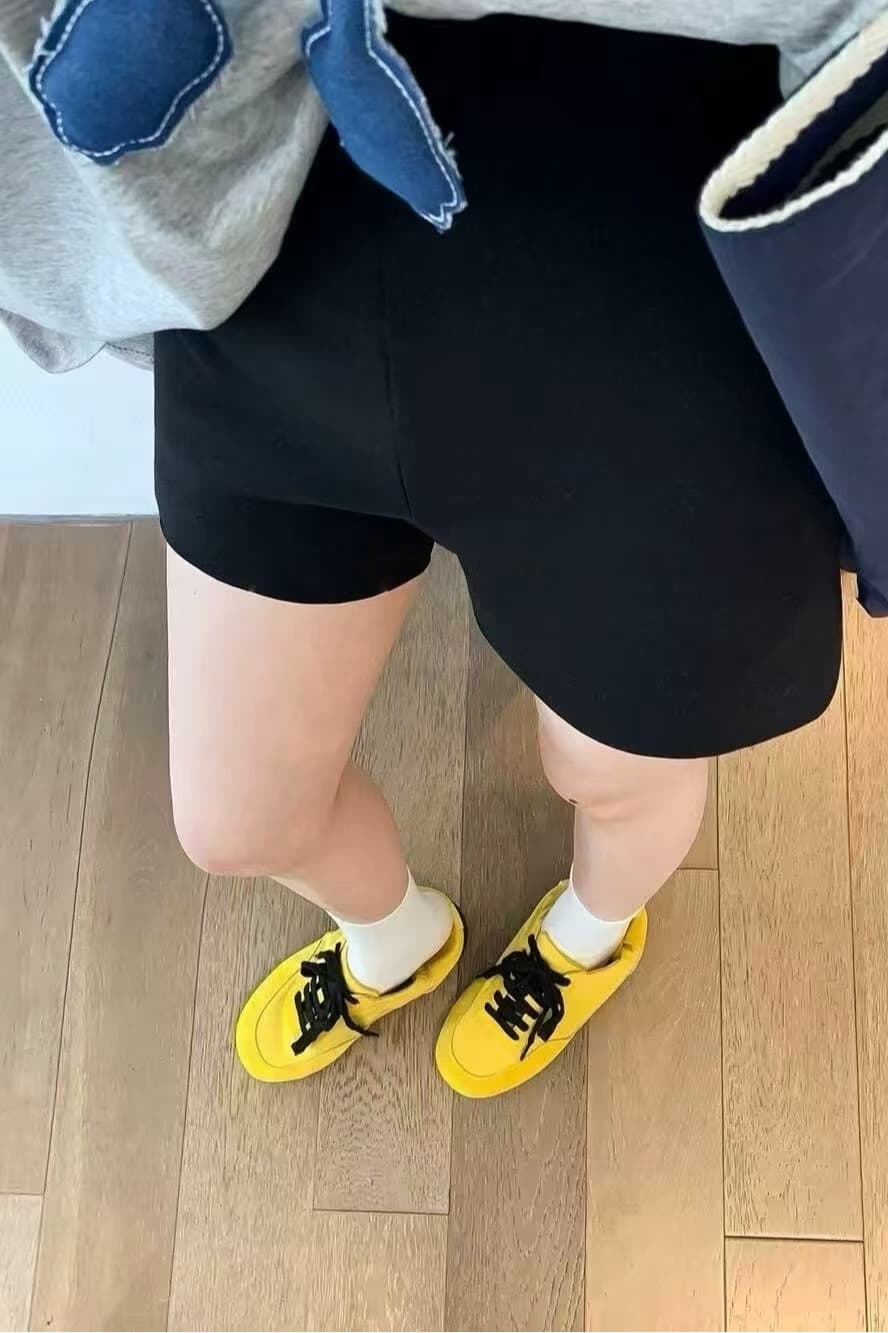 hhyii 스키니 작은 검은 색 바지 검정색 넓은 다리 정장 반바지 여성 한 도루 센스 하이웨이스트 다용도 한 마디 캐주얼 바지 이미지 6