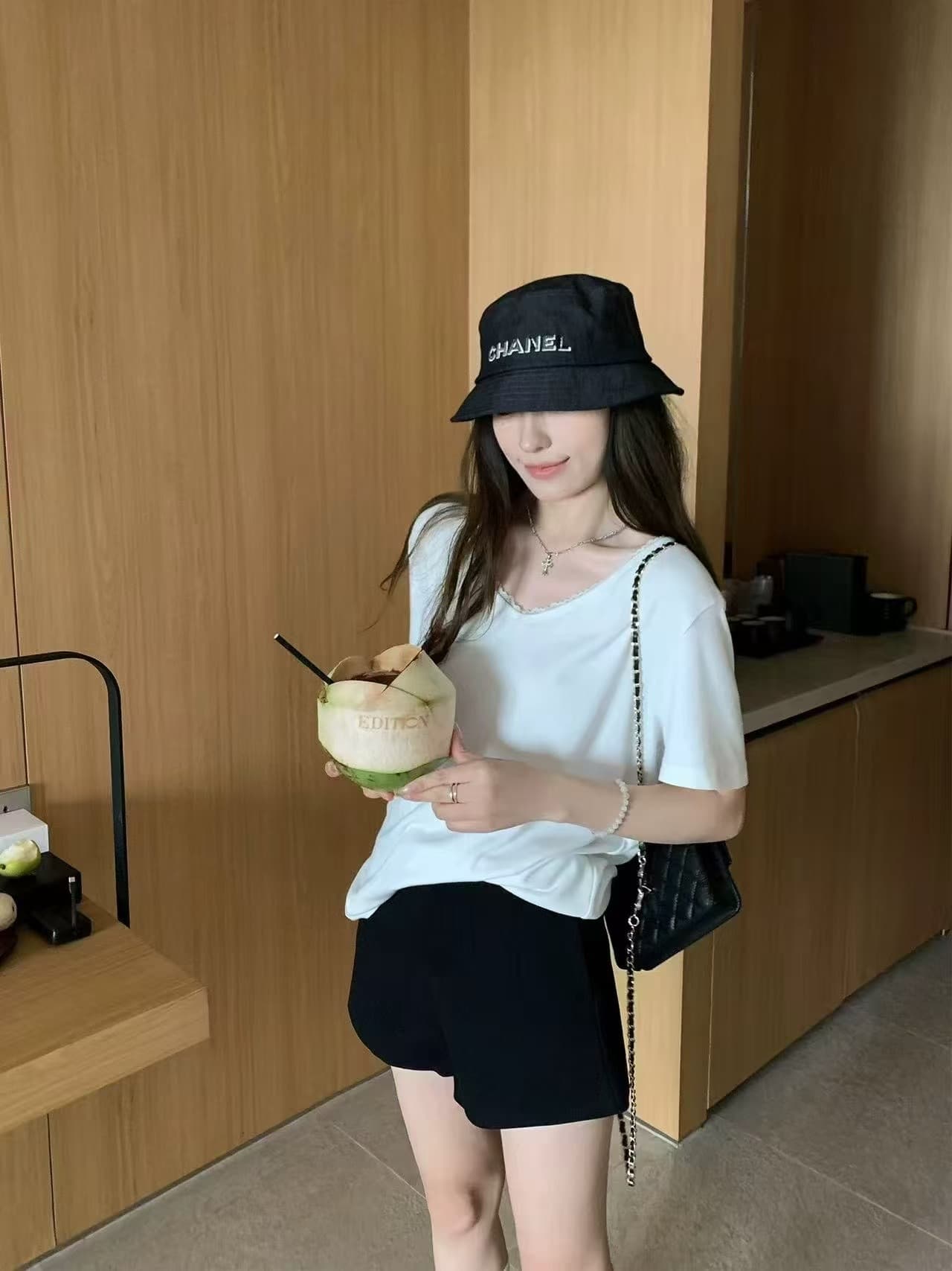 hhyii 스키니 작은 검은 색 바지 검정색 넓은 다리 정장 반바지 여성 한 도루 센스 하이웨이스트 다용도 한 마디 캐주얼 바지 상세 이미지 3