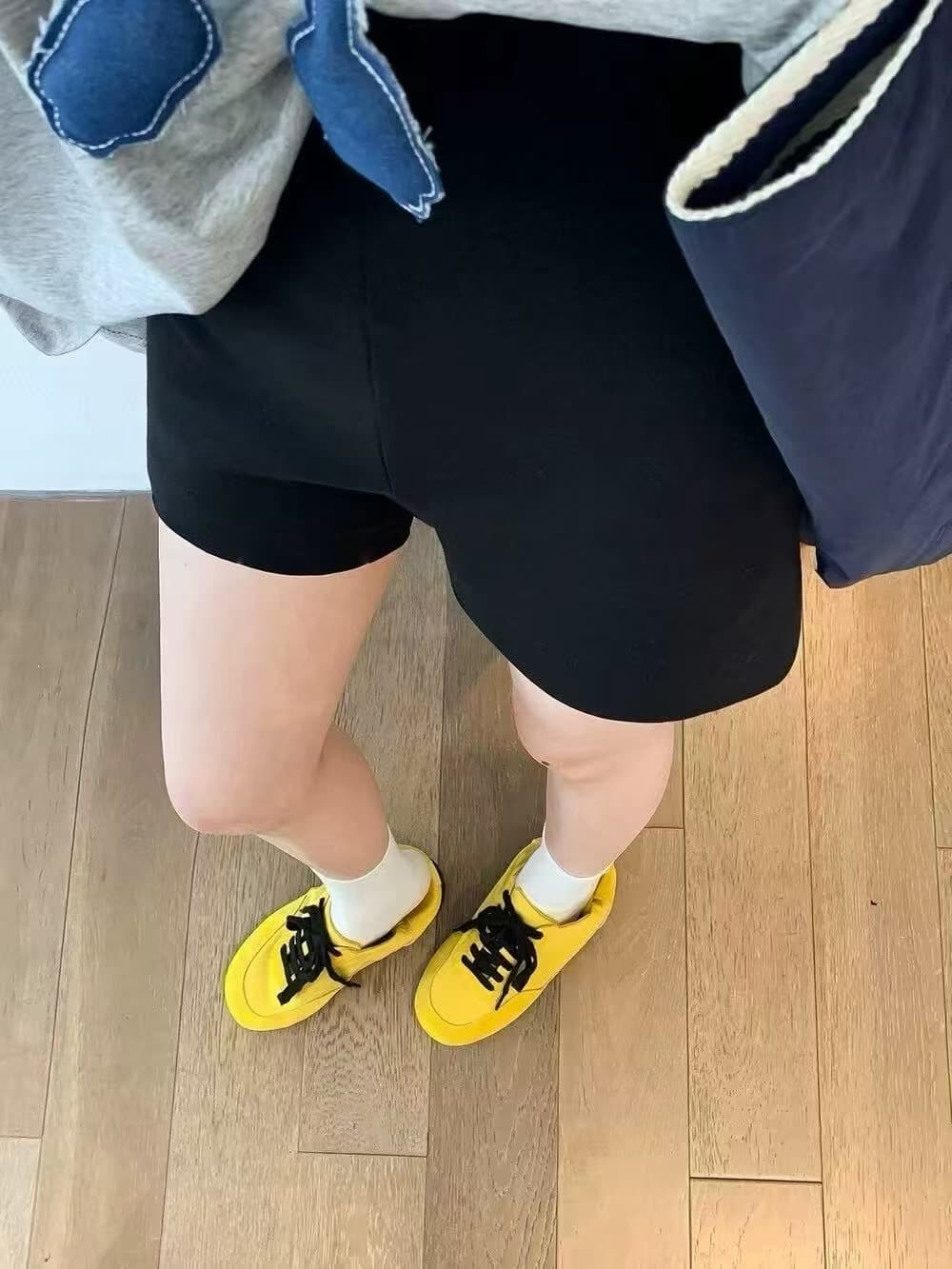 hhyii 스키니 작은 검은 색 바지 검정색 넓은 다리 정장 반바지 여성 한 도루 센스 하이웨이스트 다용도 한 마디 캐주얼 바지 상세 이미지 4