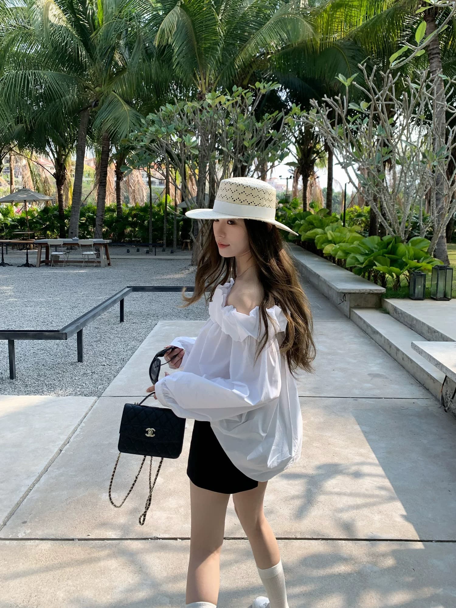 hhyii 스키니 작은 검은 색 바지 검정색 넓은 다리 정장 반바지 여성 한 도루 센스 하이웨이스트 다용도 한 마디 캐주얼 바지 상세 이미지 8