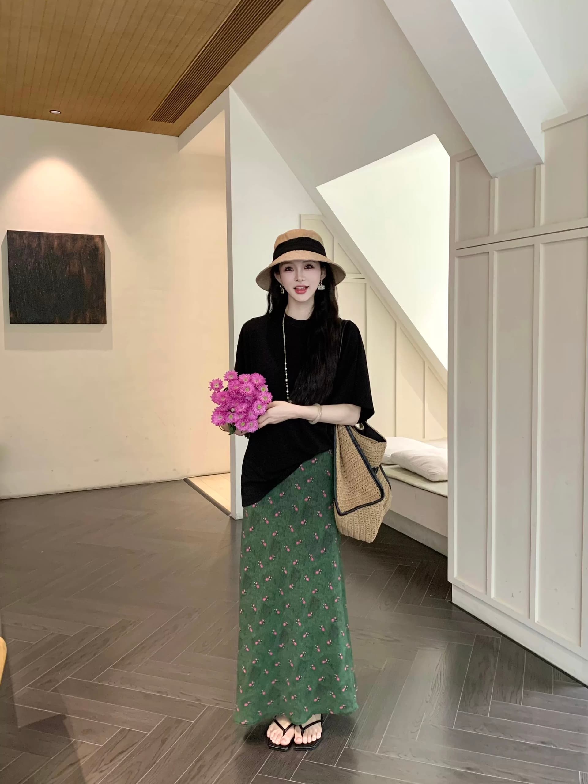 yystudio 이끼 흔적 2026 라스베리 과일 프린트 도루 센스 큰 진자 느슨함 센스 롱 코트 반신 스커트 yy-5898 상세 이미지 2