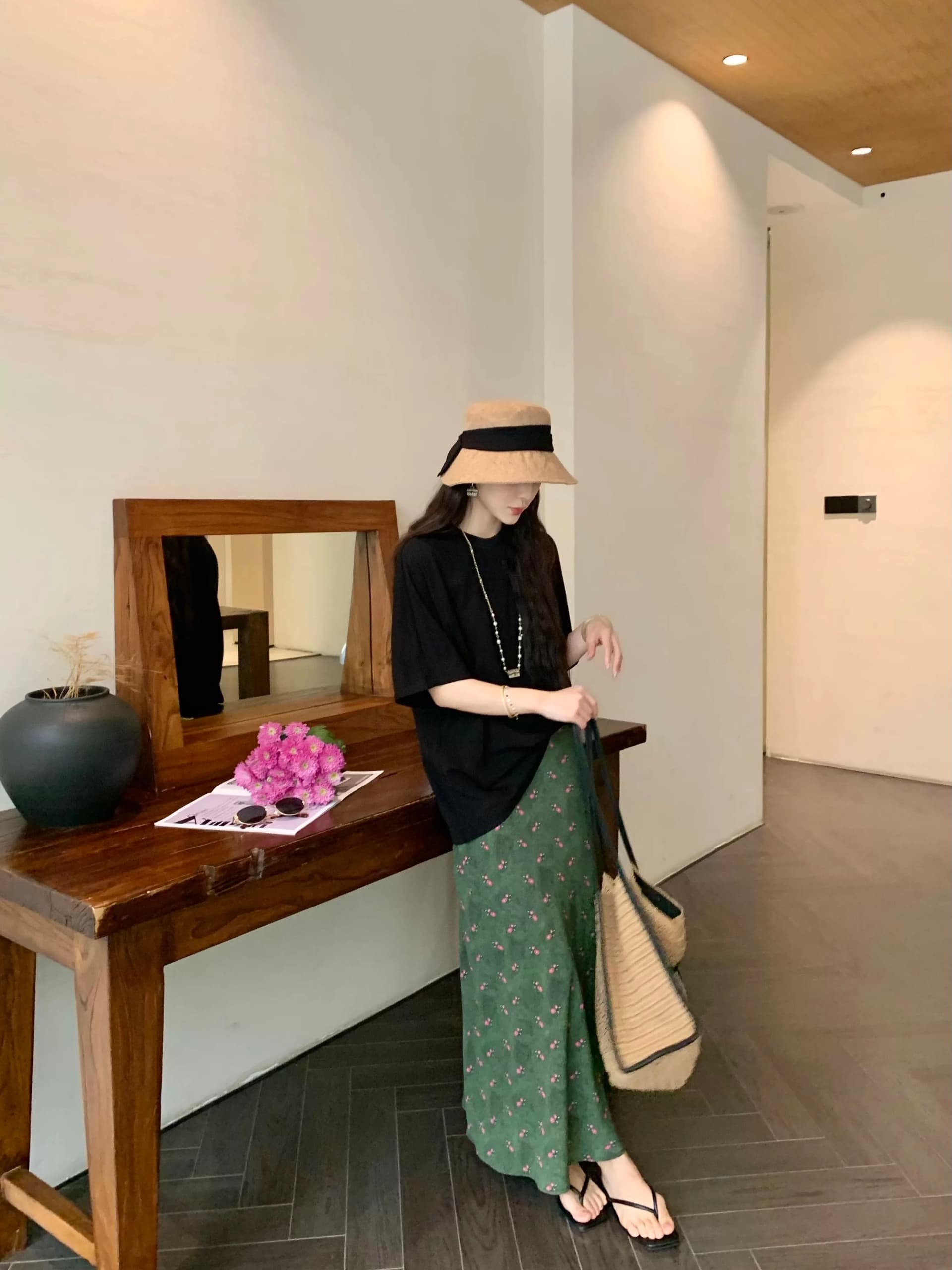 yystudio 이끼 흔적 2026 라스베리 과일 프린트 도루 센스 큰 진자 느슨함 센스 롱 코트 반신 스커트 yy-5898 상세 이미지 5