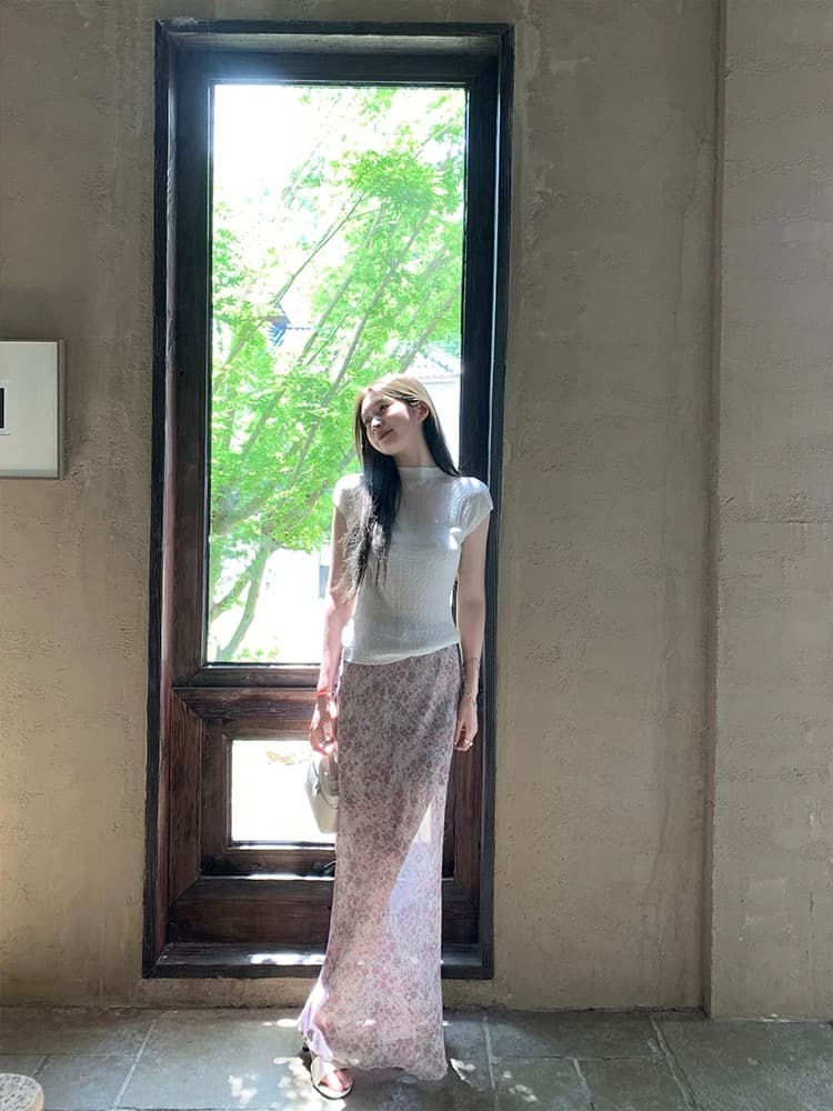 울타리 울타리 라 장미 소녀 프랑스식 쉬폰 꽃무늬 반신 스커트 여성 여름 작은 키 슬림해 보이는 한 마디 치마 상세 이미지 3