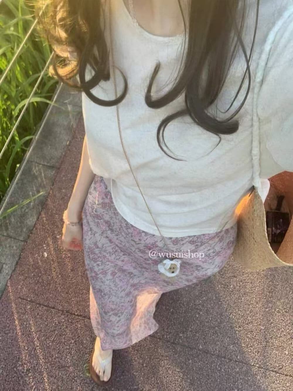 울타리 울타리 라 장미 소녀 프랑스식 쉬폰 꽃무늬 반신 스커트 여성 여름 작은 키 슬림해 보이는 한 마디 치마 상세 이미지 5