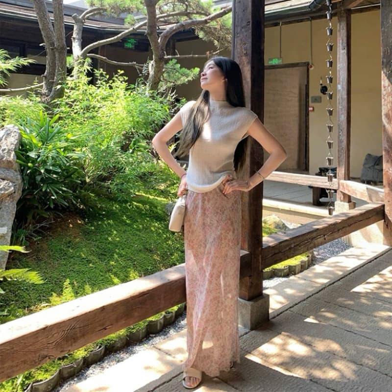 울타리 울타리 라 장미 소녀 프랑스식 쉬폰 꽃무늬 반신 스커트 여성 여름 작은 키 슬림해 보이는 한 마디 치마 상세 이미지 6