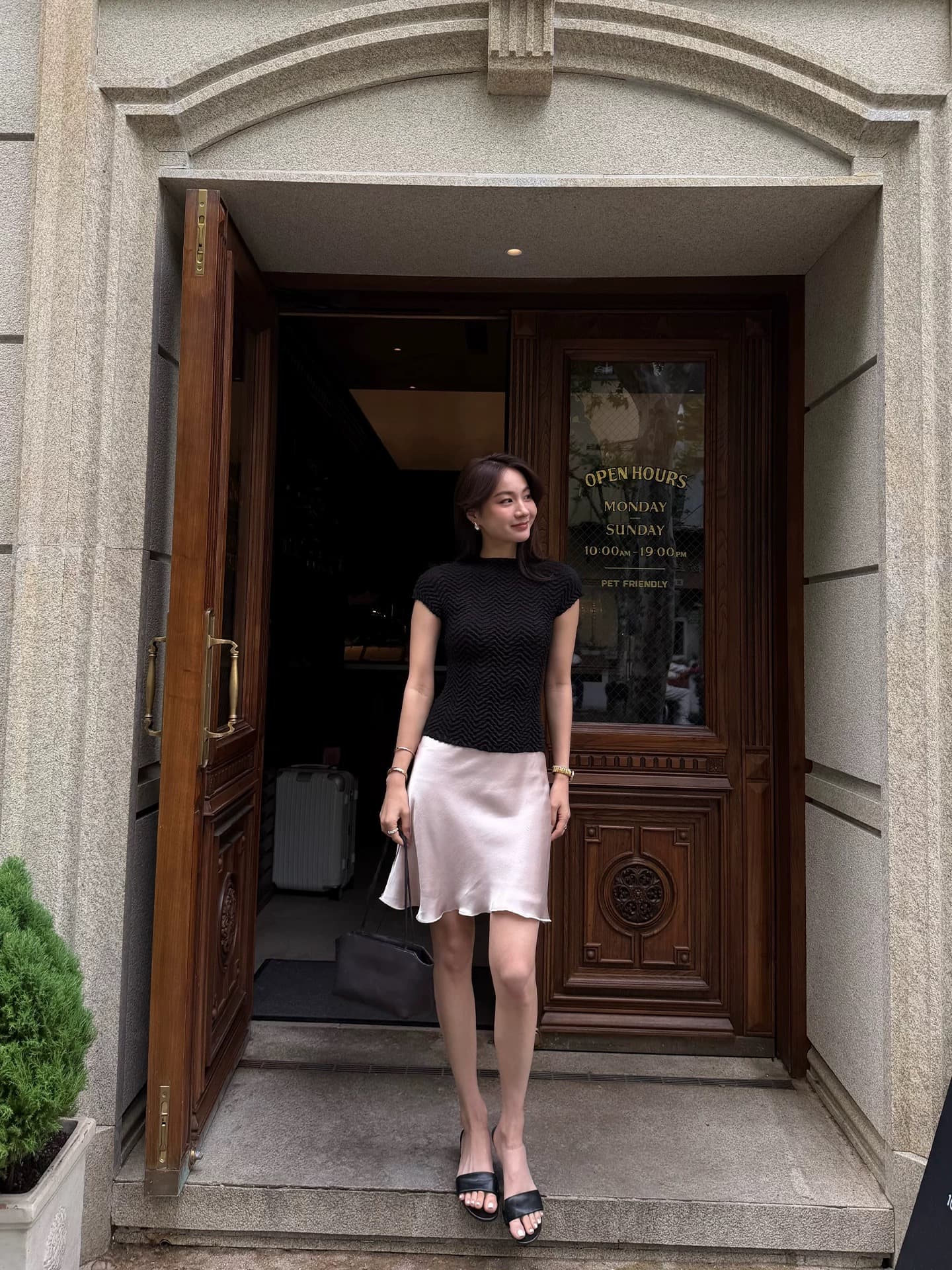 의존 작곡하다 keep kapu 화이트 여성 주말 아세트산 허리밴드 부드러운 한 마디 중간 스커트 물결무늬 측면 반신 스커트 여성 상세 이미지 2