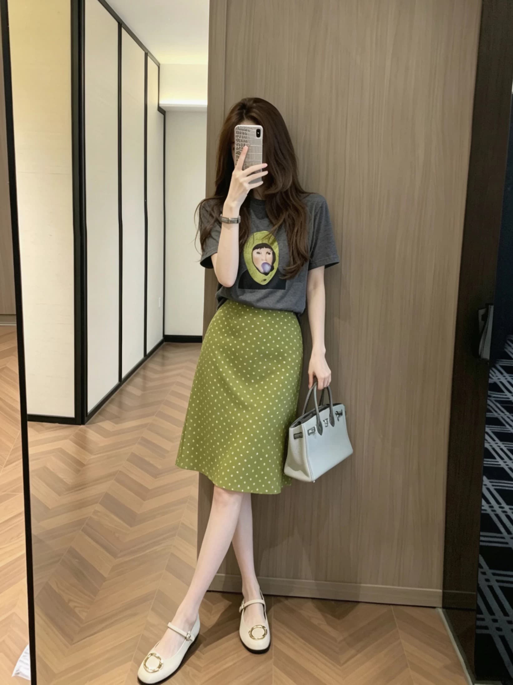 한 부서 작은 청신 파란색 프린트 반신 스커트 여성 여름 작은 대중 디자인 센스 하이웨이스트 연령 감소 다용도 한 마디 치마 상세 이미지 6