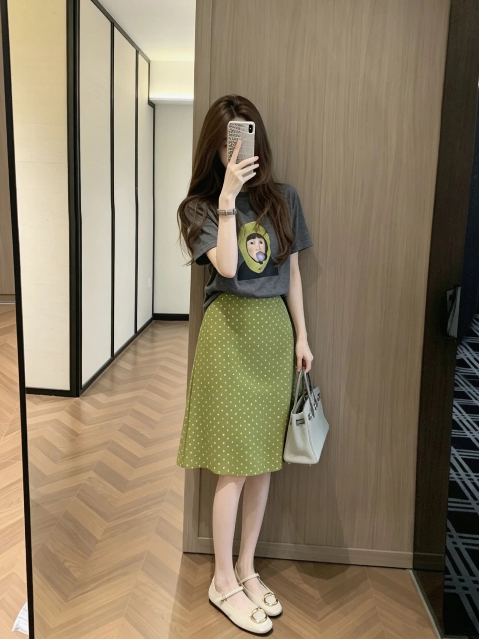 한 부서 작은 청신 파란색 프린트 반신 스커트 여성 여름 작은 대중 디자인 센스 하이웨이스트 연령 감소 다용도 한 마디 치마 상세 이미지 8
