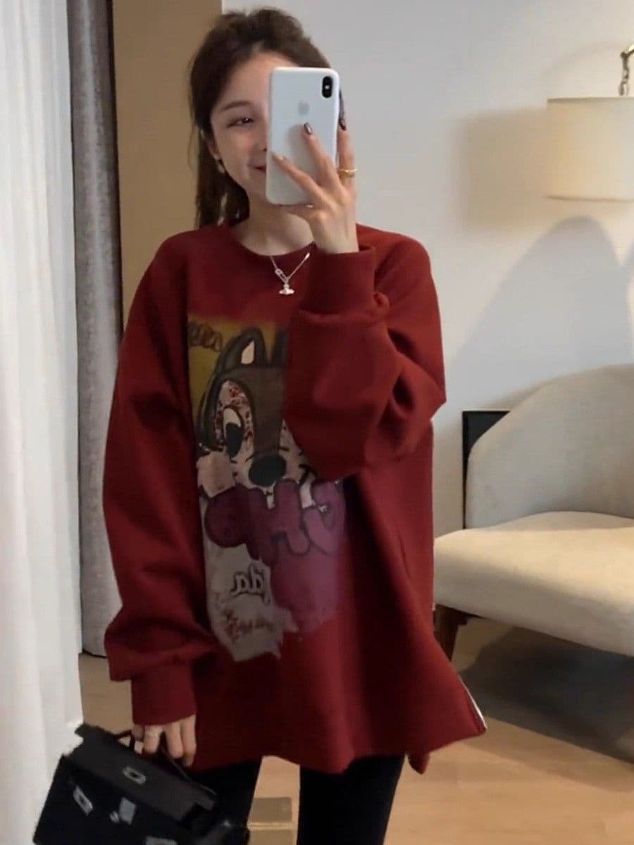 원본 솜씨 유럽 상품 2026 봄 가을 새로운 패션 한국 스타일 후드티 여성 루즈핏 캐주얼 슬림해 보이는 맨위 트렌디 상세 이미지 7