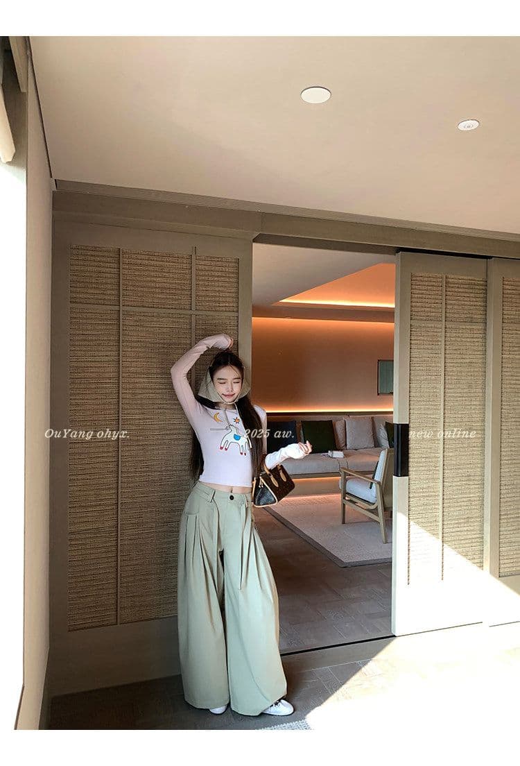 사람들 면 260 그램 디자인 센스 재미있는 작은 말 자수 양모 긴팔 티셔츠 상세 이미지 20