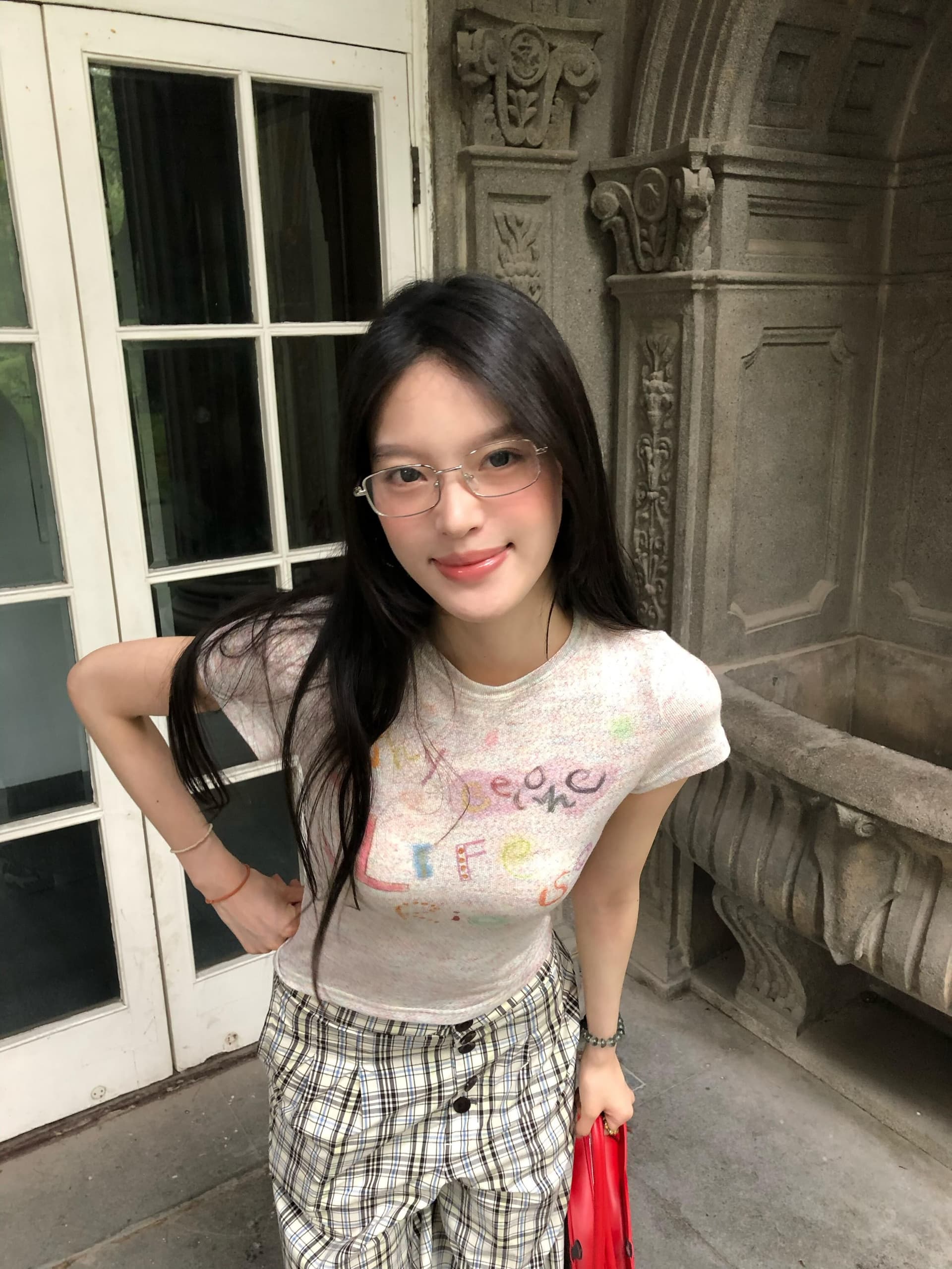 광저우 150그램 무지개 마 얇은 스타일 통기성 재미있는 낙서 색상 실 맨위 여성 여름 몸매 가꾸기 프린트 반팔 티셔츠 이미지 3