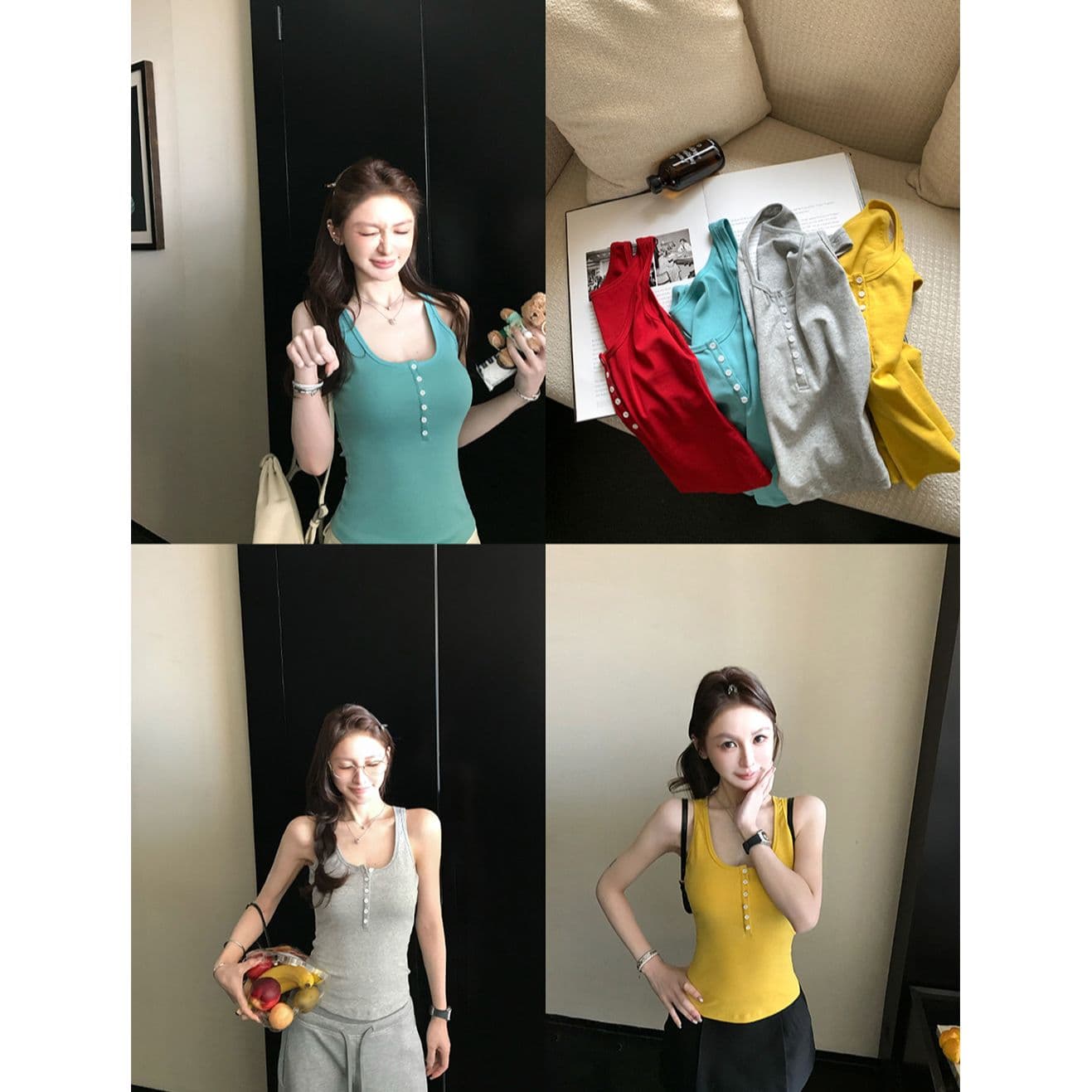 단어 아름다움 뒤로 u 칼라 캐미솔 2026 봄 여름 핫걸 몸매 가꾸기 민소매 맨위 이미지 3