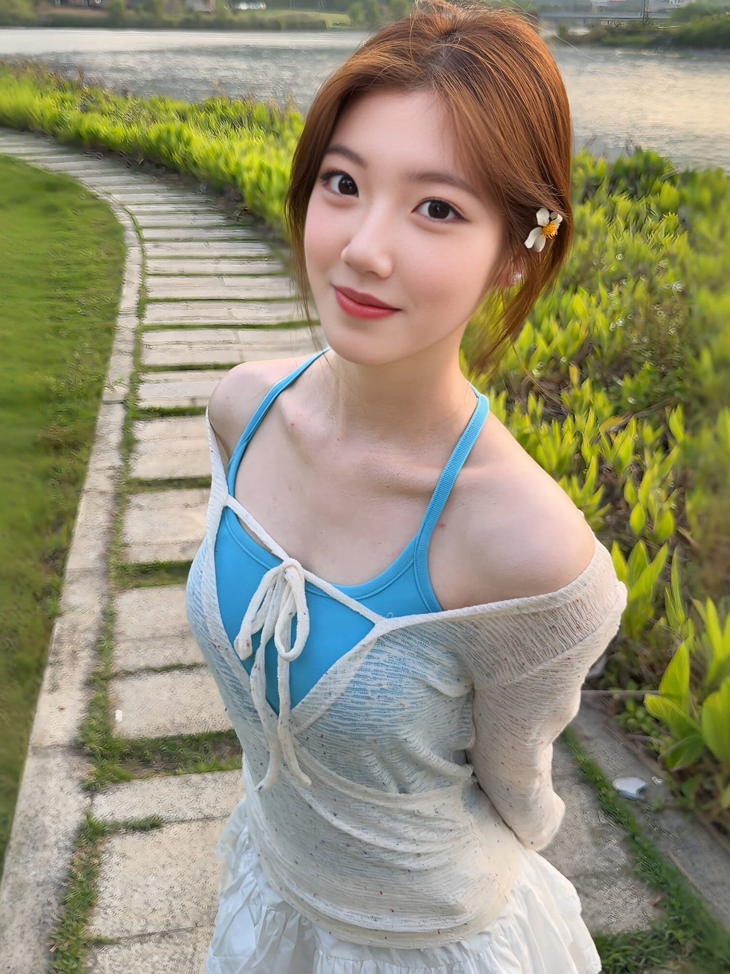 달콤한 스타일 페이크 레이어드 캐미솔 자외선 차단 블라우스 티셔츠 여성 2026 여름 새로운 디자인 센스 다용도 맨위 상세 이미지 3