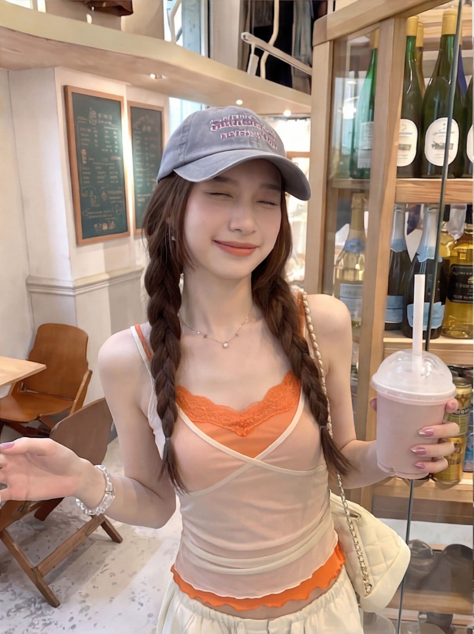 코코아 인사이드 미스 2026 여름 새로운 순수한 욕망 핫걸 분위기 센스 페이크 레이어드 레이스 캐미솔 맨위 상세 이미지 13