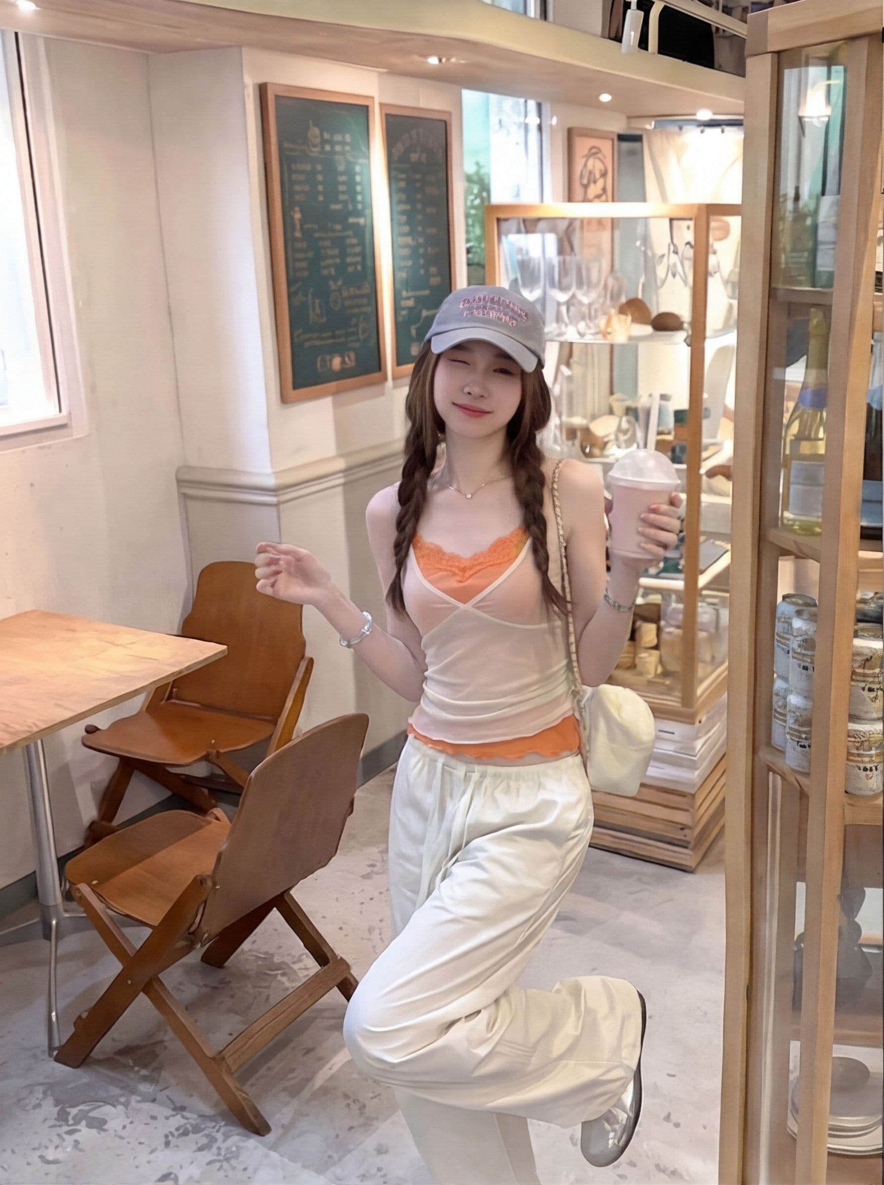코코아 인사이드 미스 2026 여름 새로운 순수한 욕망 핫걸 분위기 센스 페이크 레이어드 레이스 캐미솔 맨위 상세 이미지 18