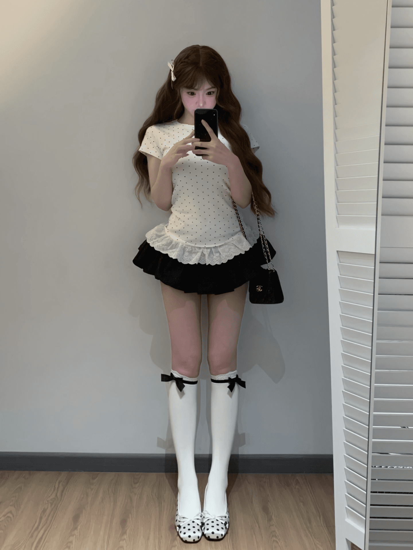 210 그램 40 좋은 면 1 1 한 부서 도트 무늬 패치워크 레이스 레이스 반팔 티셔츠 여성 여름 달콤한 매운맛 맨위 상세 이미지 3