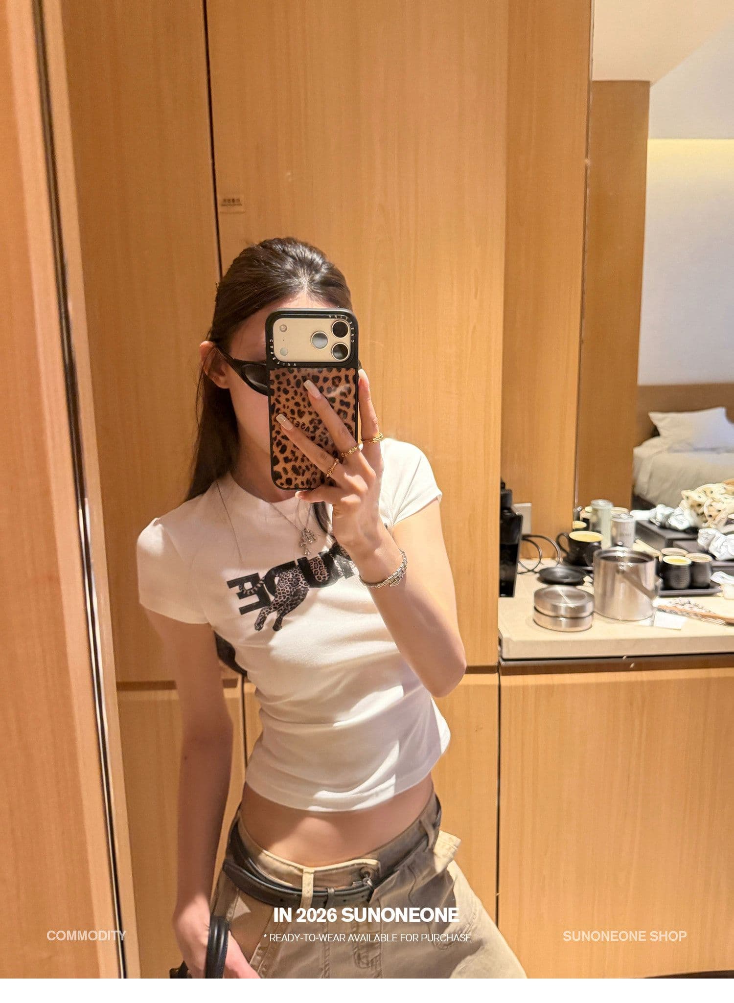 210 그램 40 좋은 면 1 1 허리 수축 라운드 넥 디자인 센스 알파벳 프린트 반팔 티셔츠 여성 봄 맨위 상세 이미지 3