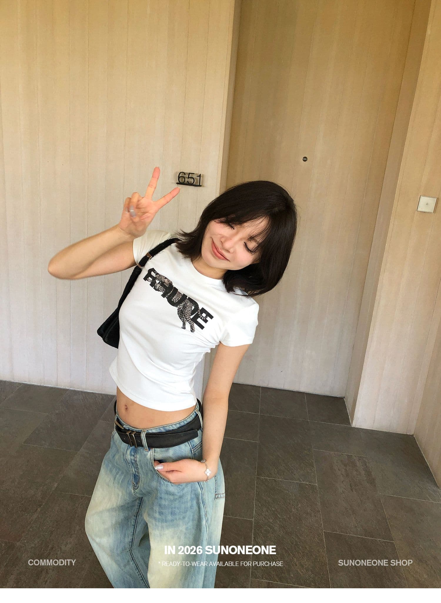210 그램 40 좋은 면 1 1 허리 수축 라운드 넥 디자인 센스 알파벳 프린트 반팔 티셔츠 여성 봄 맨위 상세 이미지 12