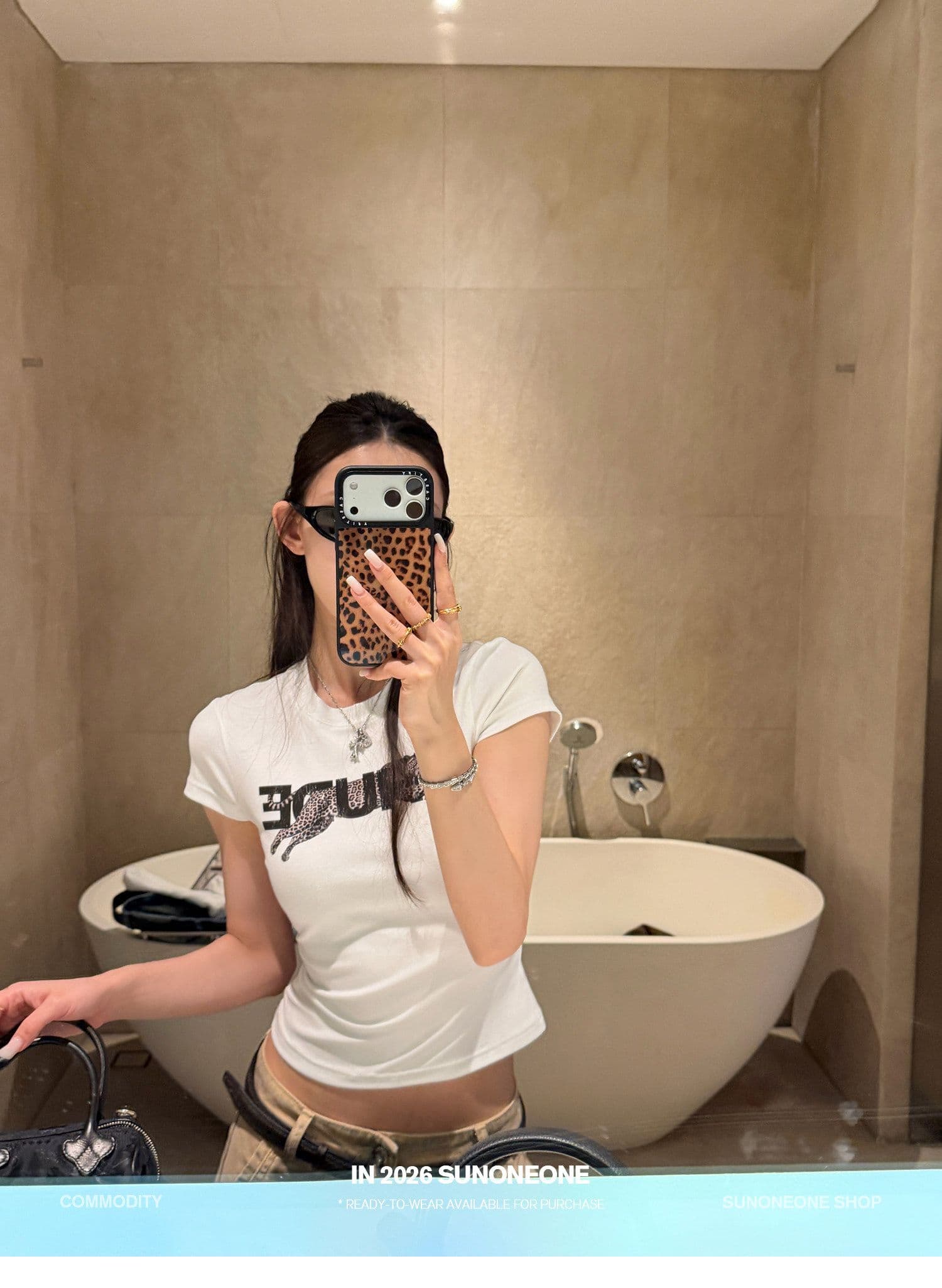 210 그램 40 좋은 면 1 1 허리 수축 라운드 넥 디자인 센스 알파벳 프린트 반팔 티셔츠 여성 봄 맨위 상세 이미지 15