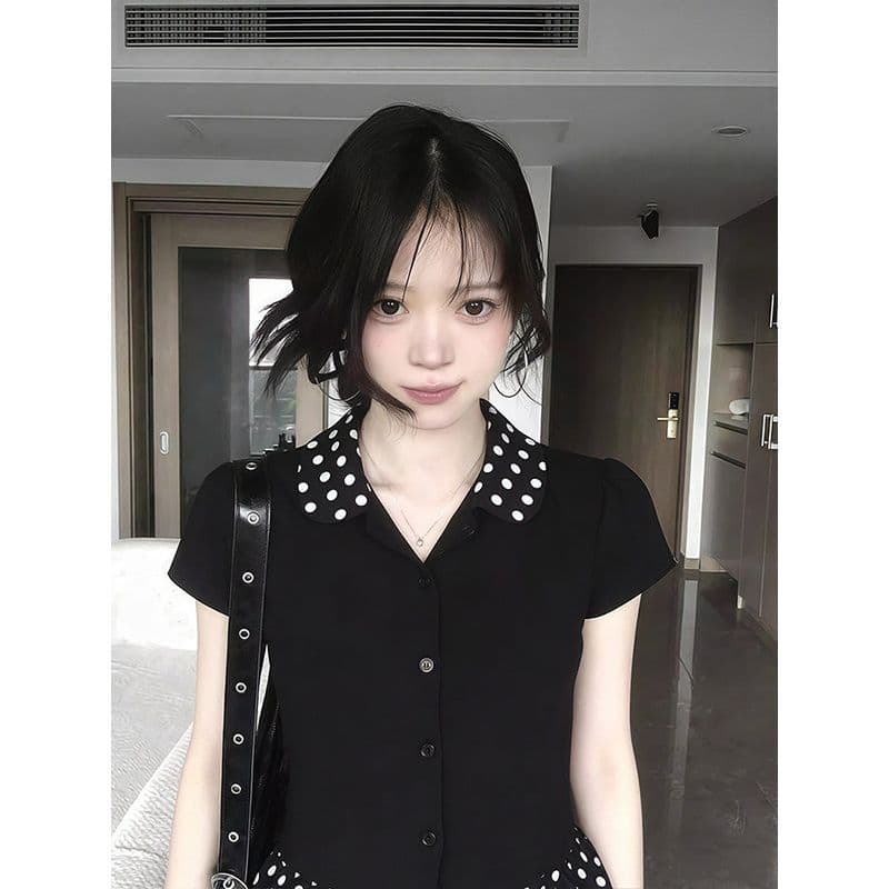 40 차가운 실크 차가운 면 리브 1 1 빅 사이즈 패치워크 여름 폴로 칼라 몸매 가꾸기 티셔츠 여성 2026 년 새로운 맨위 이미지 3