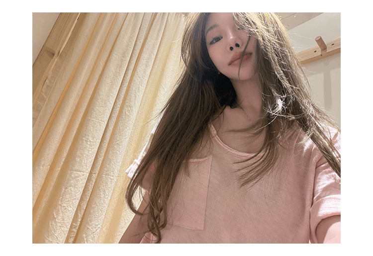 원본 대나무 마디 면 다용도 루즈핏 슬림해 보이는 4 색 볼륨 측면 주머니 tee 여성 여름 상세 이미지 8