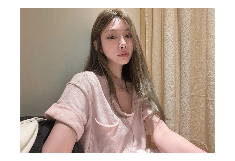 원본 대나무 마디 면 다용도 루즈핏 슬림해 보이는 4 색 볼륨 측면 주머니 tee 여성 여름 상세 이미지 10