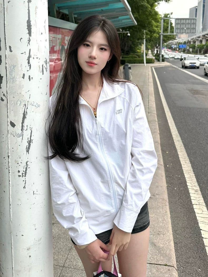 원본 솜씨 원본 천 좋은 품질 여름 새로운 스탠드 칼라 화이트 자외선 차단 의류 여성 통기성 재킷 이미지 2