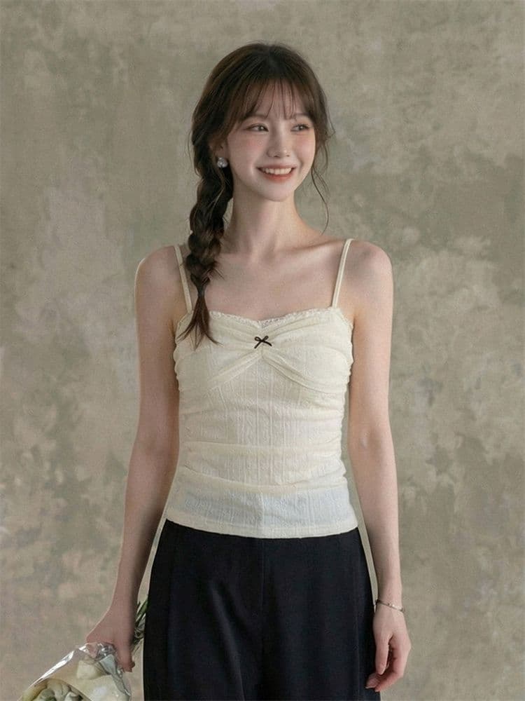 원본 원단 부드러운 달콤함 레이스 캐미솔 여름 슈퍼 잘 생긴 몸매 가꾸기 슬림해 보이는 외부 가져 가라. 품격 맨위 이미지 4