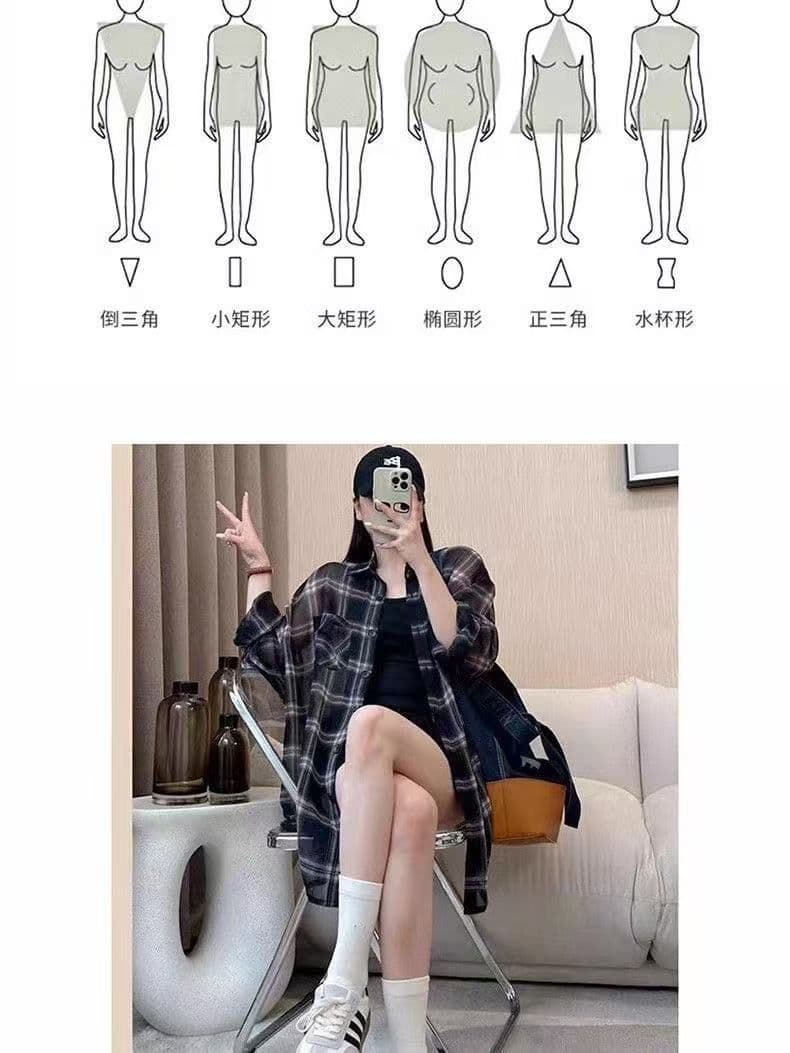 외국 가스 격자 무늬 셔츠 2026 여름 새로운 한국 스타일 루즈핏 패션 얇은 스타일 슬림해 보이는 섹션 자외선 차단 카디건 코트 상세 이미지 13