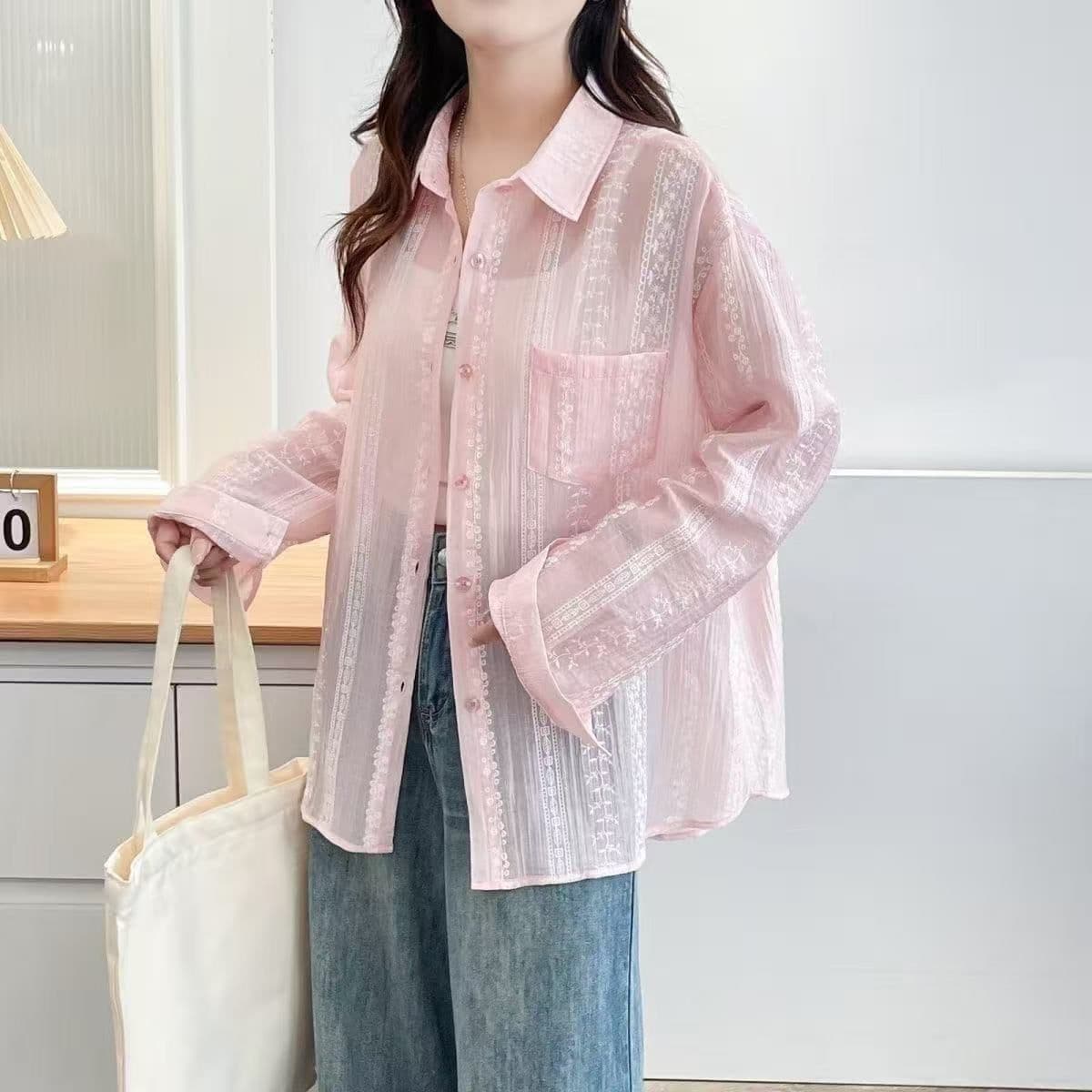 슈퍼 요정 얇은 스타일 긴팔 여름 새로운 통기성 홀로우 아웃 자외선 차단 의류 셔츠 재킷 맨위 오픈 가디건 숲속 소녀 휴가 바람 상세 이미지 10