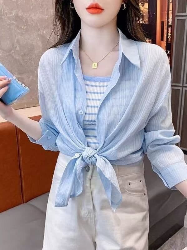 2026 새로운 봄 여름 쉬폰 셔츠 고유 한 Chic 긴팔 셔츠 작은 대중 디자인 센스 맨위 자외선 차단 외투 상세 이미지 20