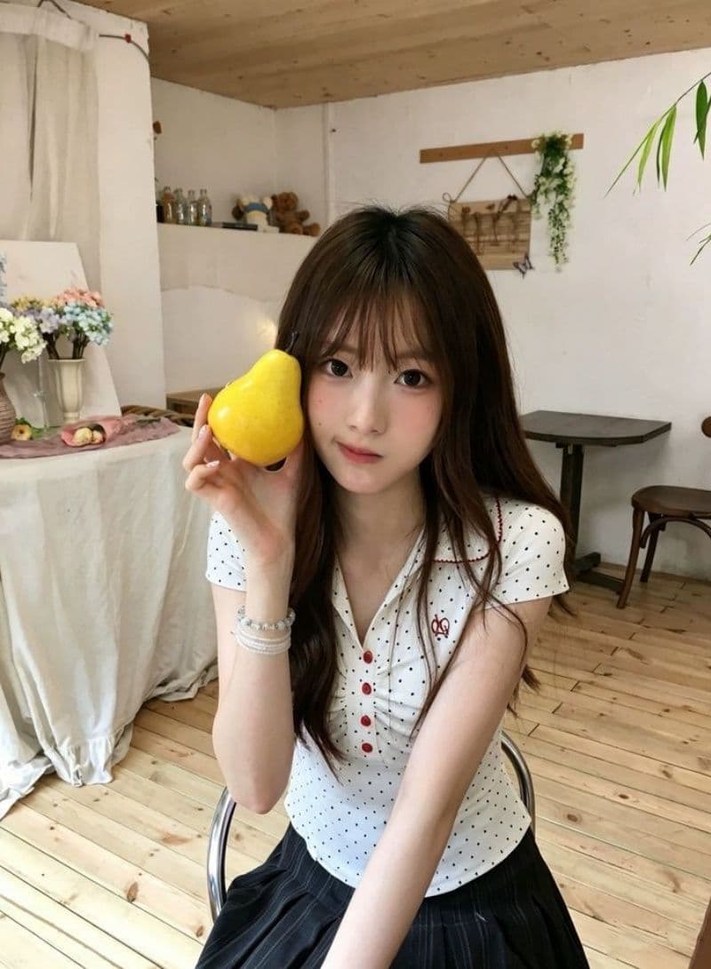 원본 자카드 원단 도트 무늬 배색 POLO 칼라 반팔 티셔츠 여성 여름 몸매 가꾸기 긍정적 인 어깨 작은 맨위 이미지 3