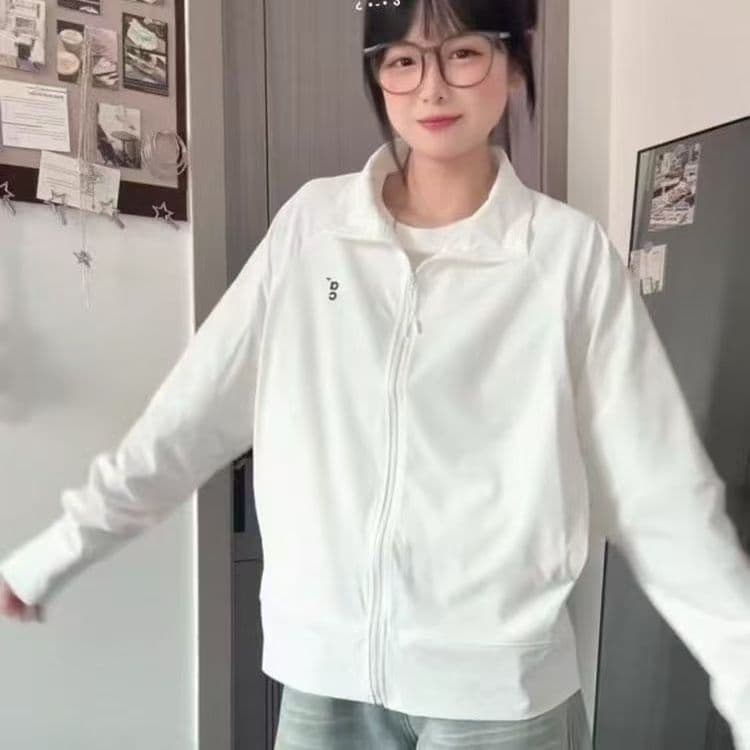 자수 원본 것 광저우 원단 화이트 얇고 가벼운 자외선 차단 의류 여성 여름 통기성 자외선 차단 복 이미지 4