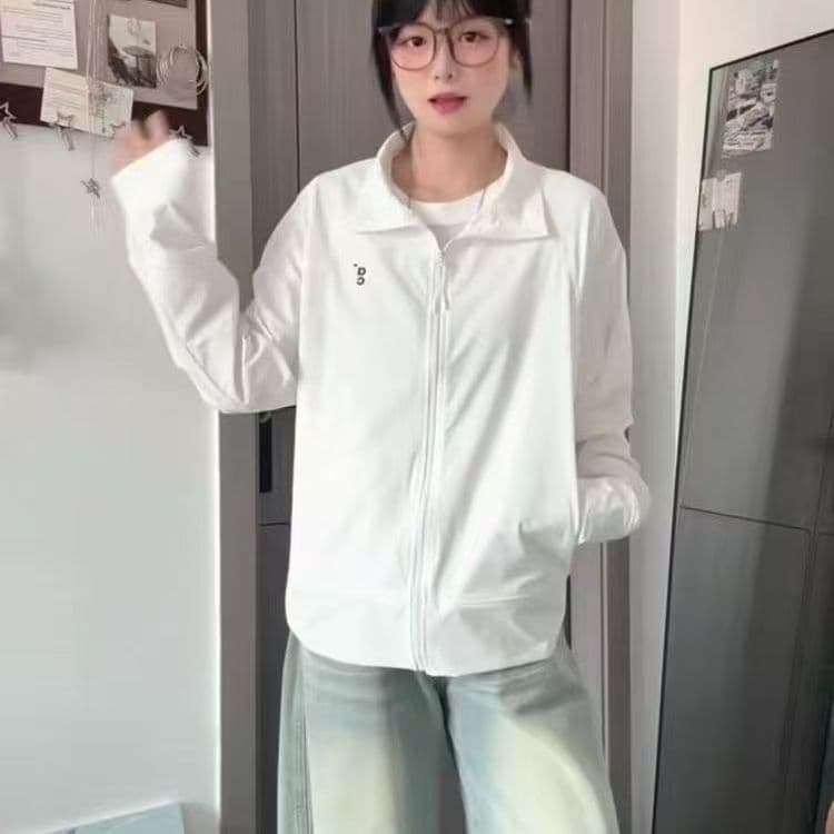 자수 원본 것 광저우 원단 화이트 얇고 가벼운 자외선 차단 의류 여성 여름 통기성 자외선 차단 복 이미지 2