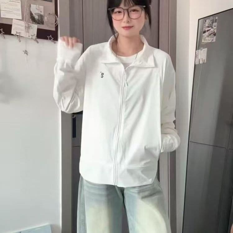 자수 원본 것 광저우 원단 화이트 얇고 가벼운 자외선 차단 의류 여성 여름 통기성 자외선 차단 복 상세 이미지 3
