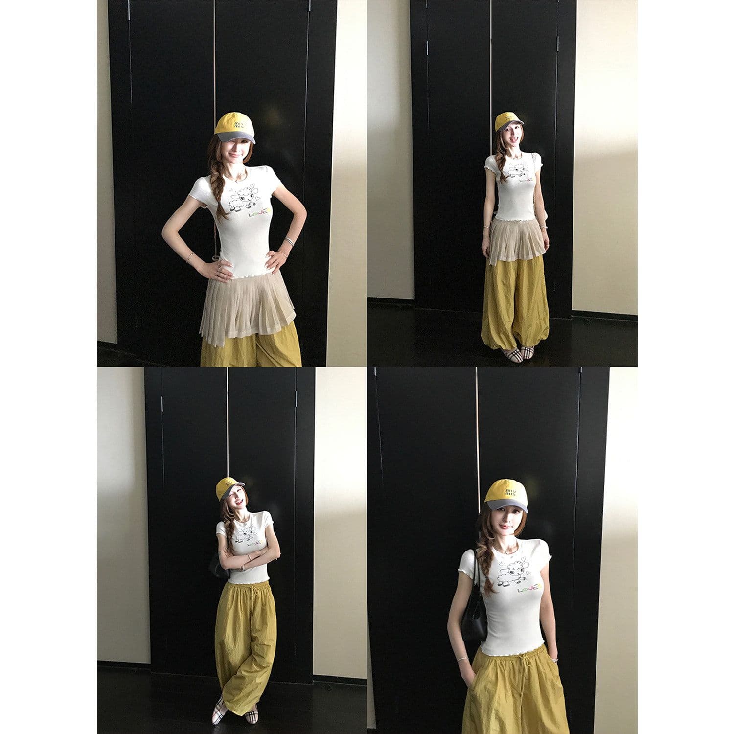sk1ms 부활절 t 신선함 밝은 봄 여름 색상 순수한 욕망 느긋한 어린 양 프린트 하트 어두운 꽃 레이스 티셔츠 이미지 4
